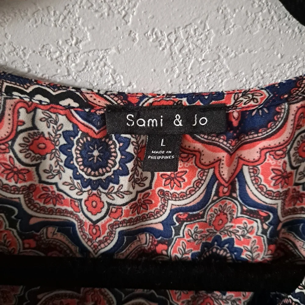 Sami & Jo Orange Geometric Tunic Blouse - Picture 5 of 6